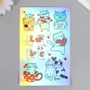 Голографические наклейки (стикеры) Коты" 10х15 см, 5-202