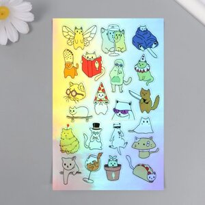 Голографические наклейки (стикеры) Коты" 10х15 см, 5-204