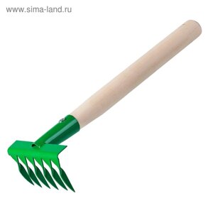 Грабли прямые, 6 витых зубцов, длина 41 см, деревянная ручка, «РОСТОК»