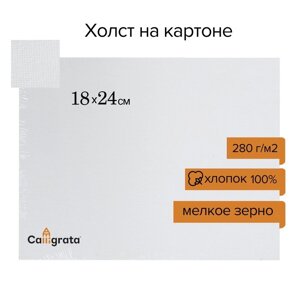 Холст на картоне Calligrata, хлопок 100%18 х 24 см, 3 мм, акриловый грунт, мелкое зерно, 280 г/м2