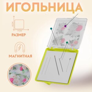 Игольница магнитная «Цветы», с иглами, 7 8 см, цвет жёлтый