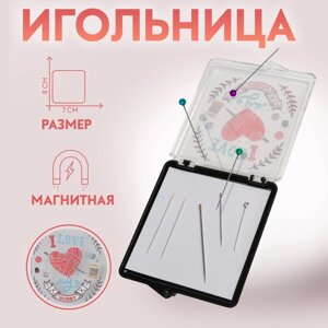 Игольница магнитная «Hobby», с иглами, 7 8 см, цвет чёрный