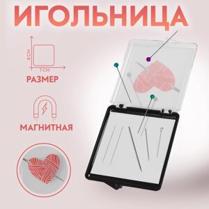 Игольница магнитная «Сердце», с иглами, 7 8 см, цвет чёрный