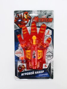Игровой набор с перчаткой супергероя «Железный человек», стреляет присосками, 1 устройство запуска