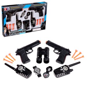 Игровой набор шпиона «Двойной агент»2 пистолета, 2 рации, часы, компас, бинокль