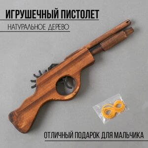 Игрушка деревянная стреляет резинками «Пистолет» 2,2278 см