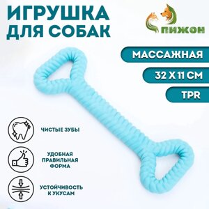 Игрушка для собак "Большая кость", TPR, массажная,32 х 11, голубая