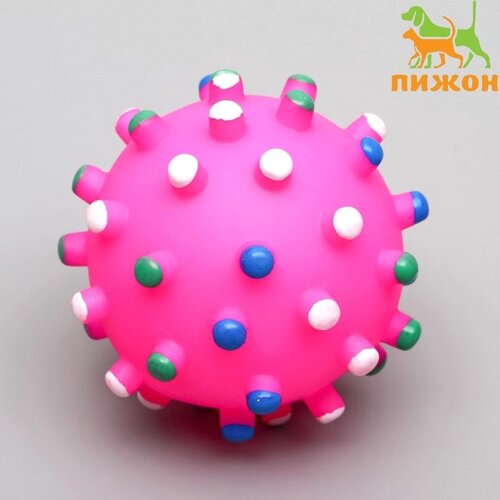 Игрушка пищащая "Бактерия" для собак, 6,3 см, розовая