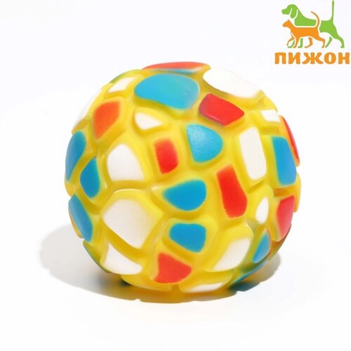 Игрушка пищащая "Мяч-пятнашка" для собак, 7 см, жёлтая