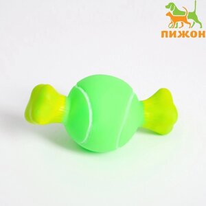 Игрушка пищащая "Теннисная кость" для собак, 10 x 5 см, зелёная