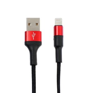 Кабель Hoco X26, Lightning - USB, 2 А, 1 м, чёрно-красный
