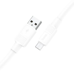Кабель Hoco X84, Micro USB - USB, 2.4 А, 1 м, передача данных, ПВХ, белый