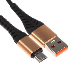 Кабель ONE DEPOT S03, microUSB - USB, 2.4 А, 1 метр, текстильная оплетка, черный