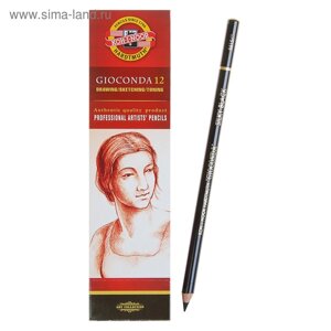 Карандаш художественный чернографитный 4.2 мм, Koh-I-Noor GIOCONDA SILKY 8815 soft, чёрный, L=175 мм