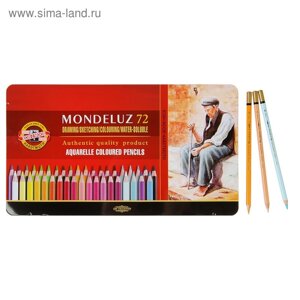 Карандаши акварельные набор 72 цвета, Koh-I-Noor Mondeluz 3727, в металлическом пенале