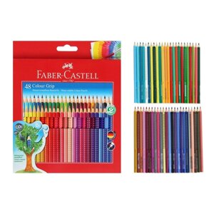 Карандаши цветные 48 цветов Faber-Castell GRIP 2001, трехгранные, в картонной коробке с европодвесом