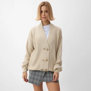 Кардиган на пуговицах женский MINAKU: Casual Collection, бежевый, размер 42