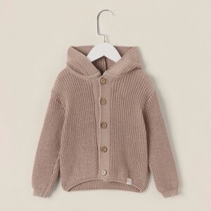 Кардиган вязаный с капюшоном SL Home, рост 86-92 см, песочный