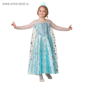Карнавальный костюм «Эльза», платье, корона, р. 32, рост 122 см