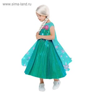Карнавальный костюм «Эльза зеленое платье», платье с накидкой, парик, р. 32, рост 128 см