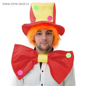 Карнавальный костюм "Клоун", шляпа с волосами, бант