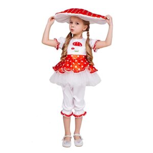 Карнавальный костюм «Мухомор», платье, панталоны, шапка, размер 116-60