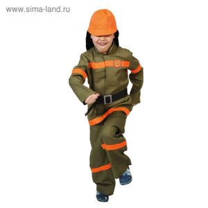 Карнавальный костюм «Пожарный»куртка, брюки, ремень, шлем, р. 32–34, рост 128–134 см