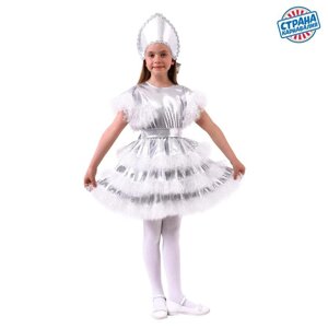 Карнавальный костюм «Снежинка», платье, кокошник, рост 98-104 см