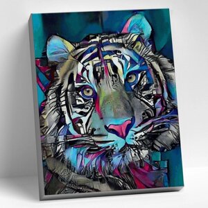 Картина по номерам 40 50 см «Радужный тигр» 20 цветов