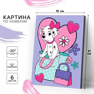 Картина по номерам для детей, 21х15 см, 101 Далматинец