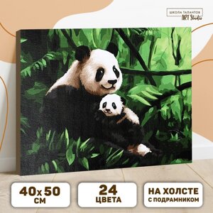 Картина по номерам на холсте с подрамником «Панды. Мама и малыш», 40 х 50 см