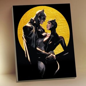 Картина по номерам с поталью 40 50 см «Бэтмен и Женщина Кошка» 13 цветов