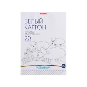 Картон белый А4, 20 листов, немелованный односторонний, 170 г/м2, ErichKrause, глянцевый, на склейке, схема поделки