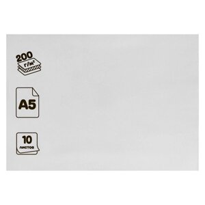 Картон белый А5 10 листов, двойное мелование, односторонний, 200 г/м² Calligrata "Эконом", в пакете