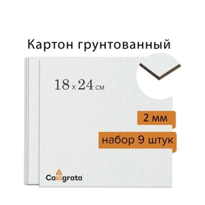 Картон грунтованный 18 х 24 см, толщина 2 мм, акриловый грунт, Calligrata, в наборе 9 шт.