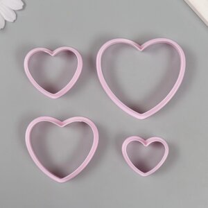 Каттеры для полимерной глины "Сердца" набор 4 шт 3,3х4 см 4,3х5 см 5,4х6,2 см 6,7х7,5 см