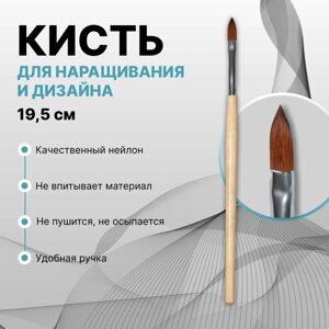 Кисть для наращивания и дизайна ногтей, лепесток, 19,5 см, бежевая