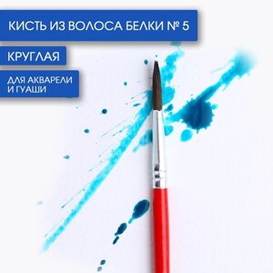 Кисть для рисования из волоса белка круглая №5 (диаметр обоймы 4 мм; длина ворса 17 мм)