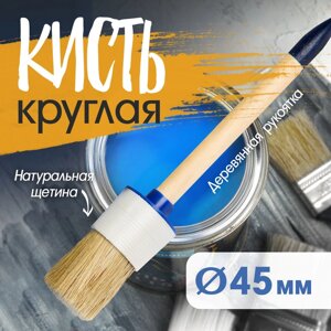 Кисть круглая ТУНДРА, натуральная щетина, деревянная рукоятка,12, 45 мм