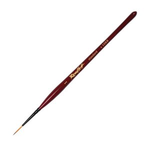 Кисть Лайнер Синтетика Roubloff Хобби s10RB №1, короткий волос, короткая ручка покрыта лаком, красный