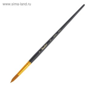 Кисть Синтетика, круглая, Жесткая, укороченная вставка, Roubloff серия 1317 № 8, ручка длинная чёрная матовая, жёлтая обойма