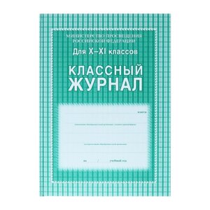 Классный журнал для 10-11 классов А4, 184 страницы, твердая ламинированная обложка, блок офсет 65г/м2