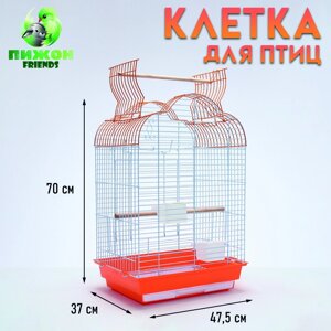 Клетка для птиц Bd-3/1o, раскрывающаяся крыша, 47,5х37х70 см, красная (фасовка 6 шт)