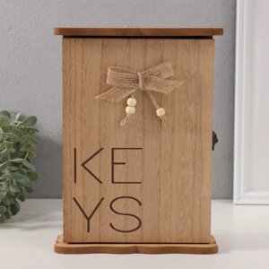 Ключница дерево "KEYS с сердечком и бантом" 3х19х25,6 см