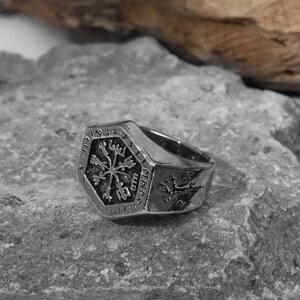Кольцо «Асгард», цвет чернёное серебро, 21 размер