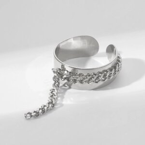 Кольцо «Тренд» цепочка, цвет серебро, безразмерное