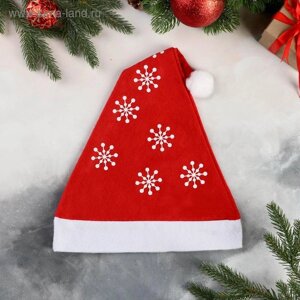 Колпак новогодний "Снежинки" 40х27 см, красный