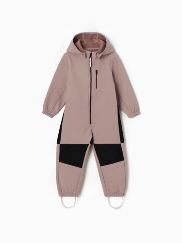 Комбинезон демисезонный для девочек MINAKU из Softshell на флисе, непромокаемый, бежевый, рост 104 см