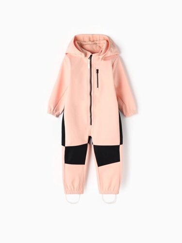 Комбинезон демисезонный для девочек MINAKU из Softshell на флисе, непромокаемый, персиковый, рост 116 см