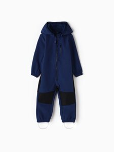 Комбинезон демисезонный для мальчиков MINAKU из Softshell на флисе, непромокаемый, тёмно-синий, рост 128 см